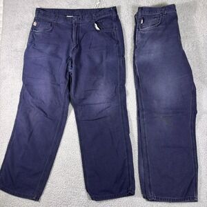 Lot of 2 Carhartt FR 38X30 Navy Blue Cotton Nylon‎ Flame Resistant Work Pants